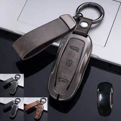 Zinc Alloy Leather Car Remote Key Fob Case Cover Bag For Tesla Model 3 S Model Y • $27.50