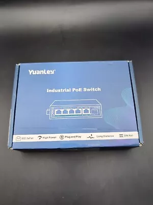 YuanLey 6 Port Industrial Switch With 4 Port PoE Gigabit 1 1000Mbps Uplink • $26.63