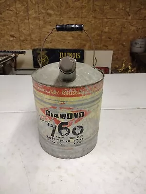 Vintage Diamond 760 Heat Resisting Lubricant Motor Oil Galvanized 5 Gallon Can • $89.95