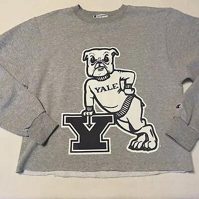 Men's Champion Yale Bulldogs Gray Cropped Sweatshirt - Small • $14.99