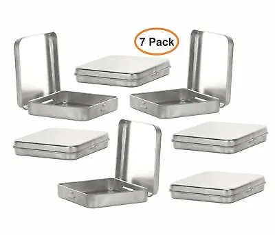  MagnaKoys® Square Silver Metal Hinged Tins 3.5 X 3.5 X .70 Inches Tin Boxes - 7 • $13.48