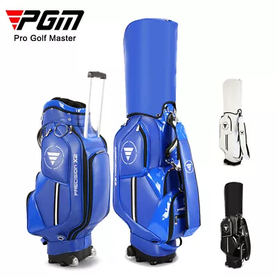 2-In-1 Golf Court Rolling Wheel Bag Golf Club Travel Stand Carry Bag PU Leather • $179.95