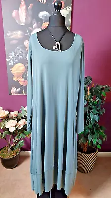 MARLA WYNNE Lagenlook Tulip Hem Maxi Dress OSFA 16 18 20 22 24 PLUS Size XXL NEW • £32.95