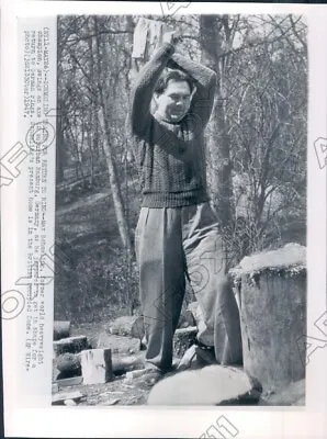 1947 German Professional Boxer Max Schmeling Swinging An Ax Press Photo • $15