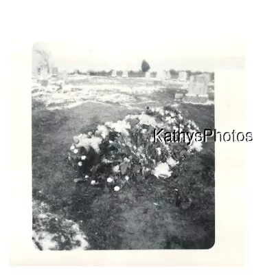 Found B&w Photo H_9664 Flowers At A Grave Site In Cemetery • $6.98