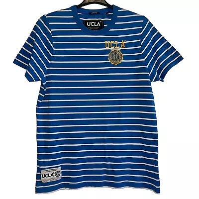 UCLA Heritage Men's Size Large Short Sleeved T Shirt Blue White Stripe Logo VGC • £9.99