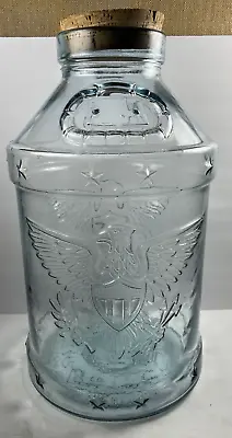 1776 CORKED American Libby Glass Bicentennial Eagle 5G Milk Jug Bottle BLUE TINT • $159.96