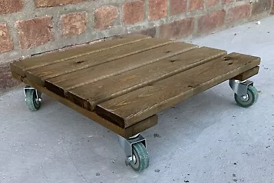 £27.99 • Buy Plant Pot Caddy Mover Wooden Trolley Stand Wheel Garden Planter Heavy Duty Large