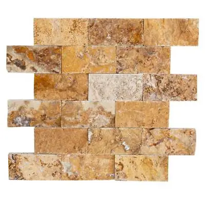 Scabos Splitface Travertine Mosaic - 2 X4 X5/8  - 1 Pcs 4 X4  Sample Order • $9.90