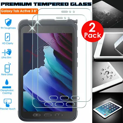 £9.95 • Buy 2x TEMPERED GLASS Screen Protector For Samsung Galaxy Tab Active 3 8  T570 T575