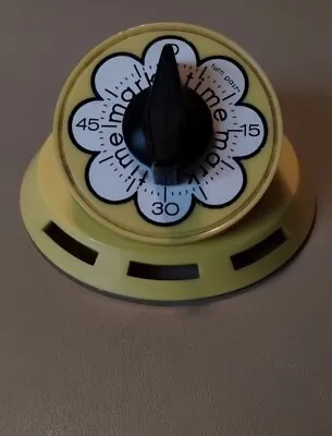 ⏲️🍞Mark Time Kitchen Timer With Bell Retro Works Great White Flower Groovy  #L2 • $27
