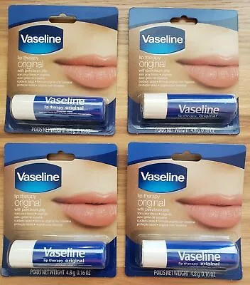 Lot Of 4 Vaseline Lip Balm Therapy 4.8 G Original Petroleum Jelly (ChapStick) • $12.99