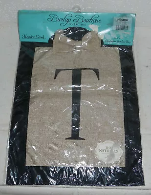 NIP Monogram Initial  T  Burlap Boutique Size 12.5x18 House Garden Yard Flag • $8.92