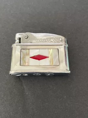 Vintage PEARL Brand Mother Of Pearl Inlay Silver Tone Pocket Lighter Japan • $21.99