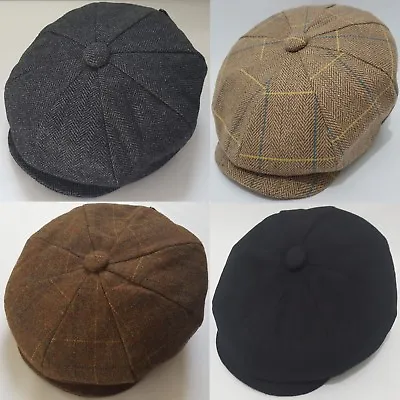 £12.99 • Buy Peaky Blinders Winter Hat Newsboy Flat Cap Herringbone Tweed Wool Baker Boy