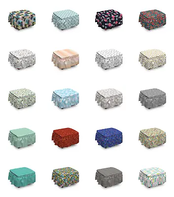 Ambesonne Surreal Abstract Ottoman Cover 2 Piece Slipcover Set And Ruffle Skirt • $49.99