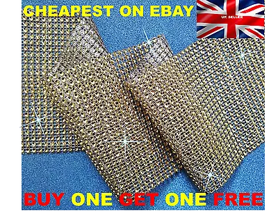 £0.99 • Buy GOLD Diamante Rhinestone Sparkling Diamond Effect Wedding Cake Trim Ribbon Mesh