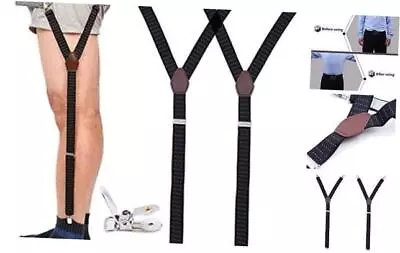 Mens Shirt Stays Military Adjustable Elastic Garter Straps Sock Black/1 Pair • $26.56