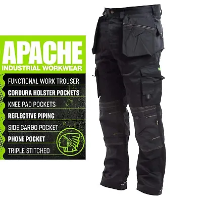 Apache Work Trousers - Knee-Pad & Twill Holster Pockets Cordura Triple Stitched • £26.99