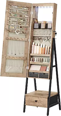 Jewelry Cabinet Standing  Lockable Armoire Mirror Organizer Drawer Shelf  • $159.17