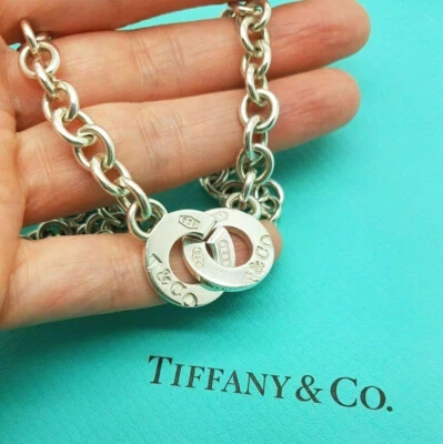 £474.99 • Buy Tiffany & Co. RARE 1837 Silver Interlocking Circle Clasp Necklace, UK Hallmarks!