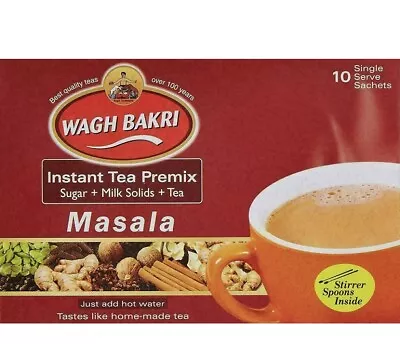 Wagh Bakri Masala Instant Chai Tea Premix Milk Sugar Tea 140g 10 Count Sachets • $14.80