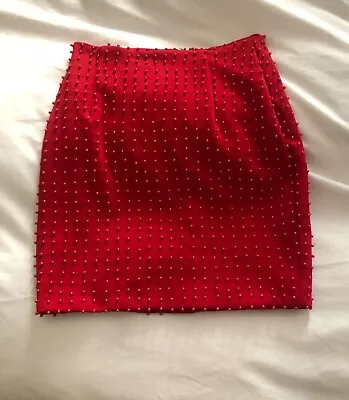 Oh Polly Dot To Dot Embellished Mini Skirt In Red 8 • £9.99