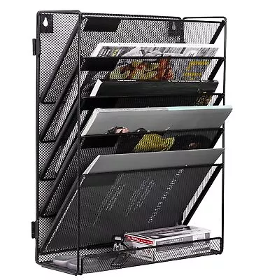 Hanging File Organizer Assembly 5 Tier Vertical Wall File Holder Office Home ... • $28.59