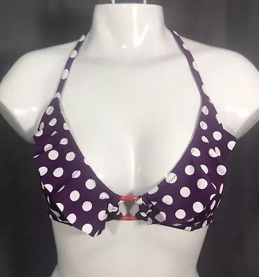 Marie Meili Bikini Top Purple White Polka Dot Size Small NWT • £9.24