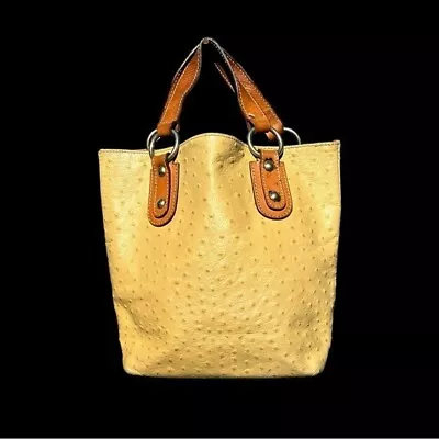 🌻Maurizio Taiuti Leather Ostrich Pattern Tote Handbag Made In Italy • $28