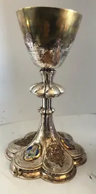 Catholic Antique Vintage Sterling Enameled Priest Chalice • $2459