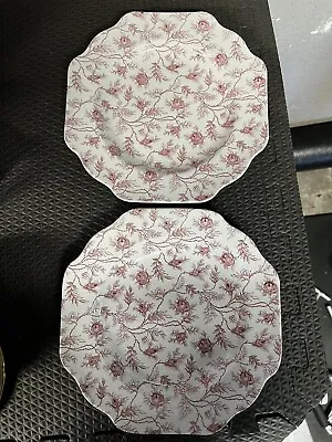 Set Of 2  Spode ROSEBUD CHINTZ 9  Square Scalloped Edge Plate • $27.99