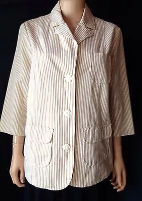 NWT Old Navy Maternity Khaki/White Striped Cotton Jacket Blazer Size Large L • $10.91