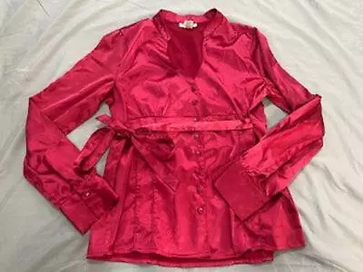 MKM Designs Woman's Red Button Up Top Size Large Nb • $14.99