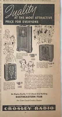 1935 Newspaper Ad For Crosley Radios - Buccaneer Clipper Fiver Radios Models • $5.95