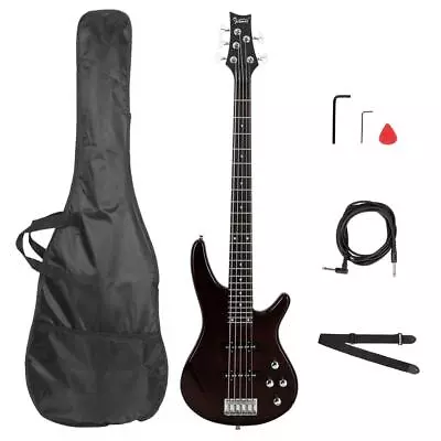 Glarry GIB Electric Bass Guitar 5- String Right -Handed Basswood With Bag • $89.99