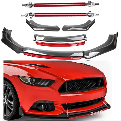 Front Bumper Lip Splitter Spoiler Body Kit Carbon Fiber Rods For Ford Mustang • $129.99