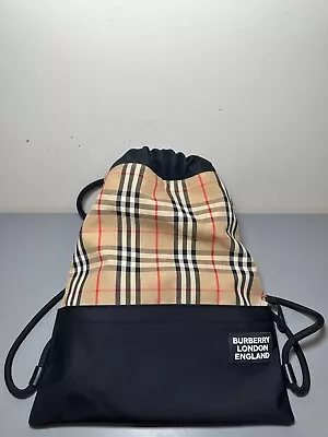 Burberry Vintage Check Panel Drawcord Backpack Archive Beige Drawstring Bag • $250