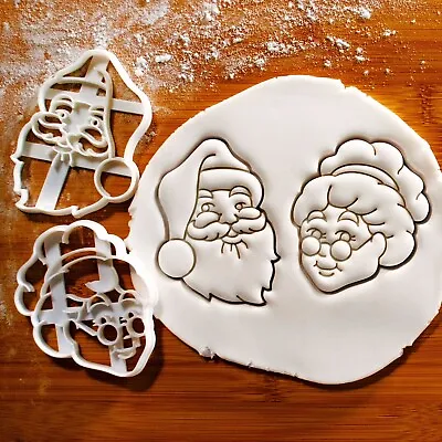 Mr And Mrs Claus Cookie Cutters - Merry Christmas Santa Claus Happy Holidays • $22.81