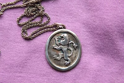 Vintage Rare  Sterling Silver Lion Leo Pendant With Chain 22  Long • $199