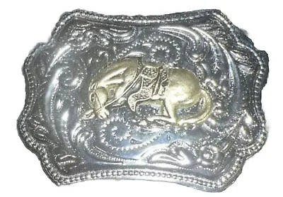 Vintage- Western Silver Belt Buckle With Golden Horse Beautiful Buckle 🐴 • $10