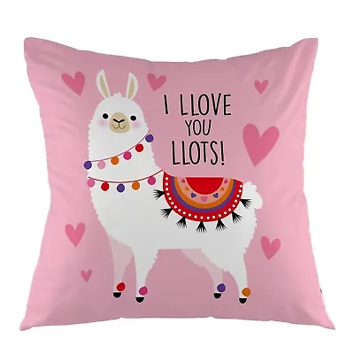 Mugod I Love You Throw Pillow Cover Little Cute White Llama With Red Heart On... • $10.95