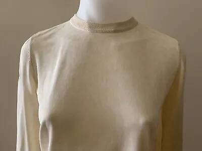 EQUIPMENT 100% Silk Ivory Round Neck Long Sleeve Pullover Top Size XSmall - S • $59