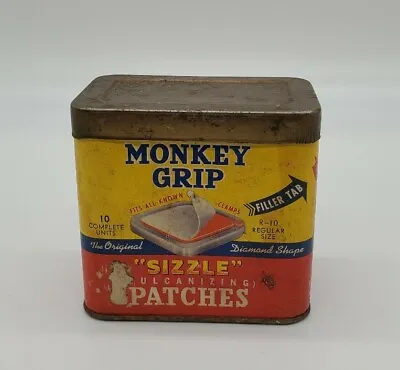 Vintage Monkey Grip Sizzle Tire  Tin/Cardboard Composite Can . • $20