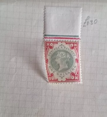 Rare Queen VICTORIA Victorian Stamps UK  One Shilling Mint On Border Gutter  • $2.48