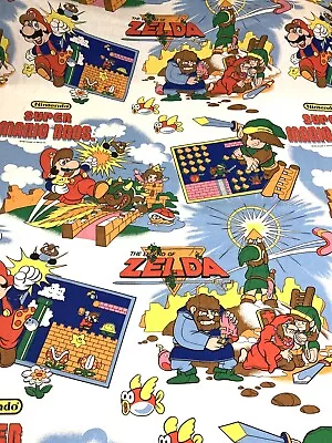 Vintage 1988 Nintendo Super Mario Zelda TWIN FLAT Sheet USA Video Game • $30