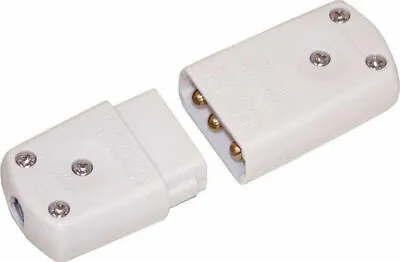 HEAVY DUTY 3 Pin Flex Mains Power Plug Connector White Cable Jointer • £8.48
