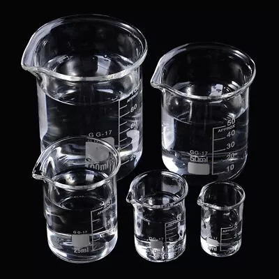 Glass Beaker 5-3000ml Borosilicate Glass Laboratory Measuring Glassware Scho • £4.06