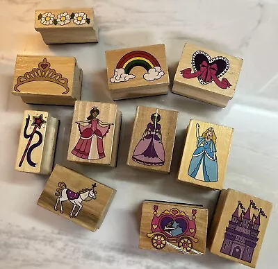 Lot Of 11 Princess Rubber Stamps Wood Base Crafts Greeting Cards Games • $4