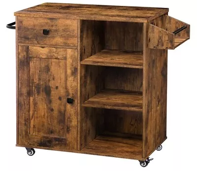 Storage Cabinet With Drawer Kitchen Cart With Spice And Towel Rack Rustic Brown • $79.99